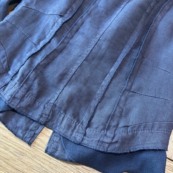 ONZ made in Italy 100% Linen Blazer Size Small Navy - Picture 9 of 10